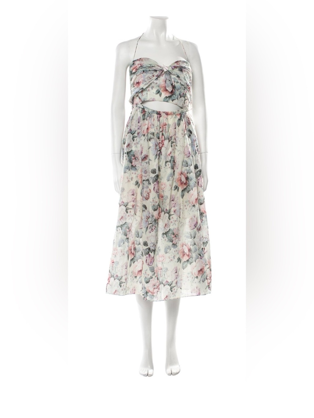 Zimmerman Floral A-Line Midi Skirt in Soft Pastel Floral Print